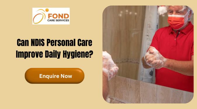 Man washing hands with soap in a bathroom, highlighting hygiene support through NDIS personal care services.
